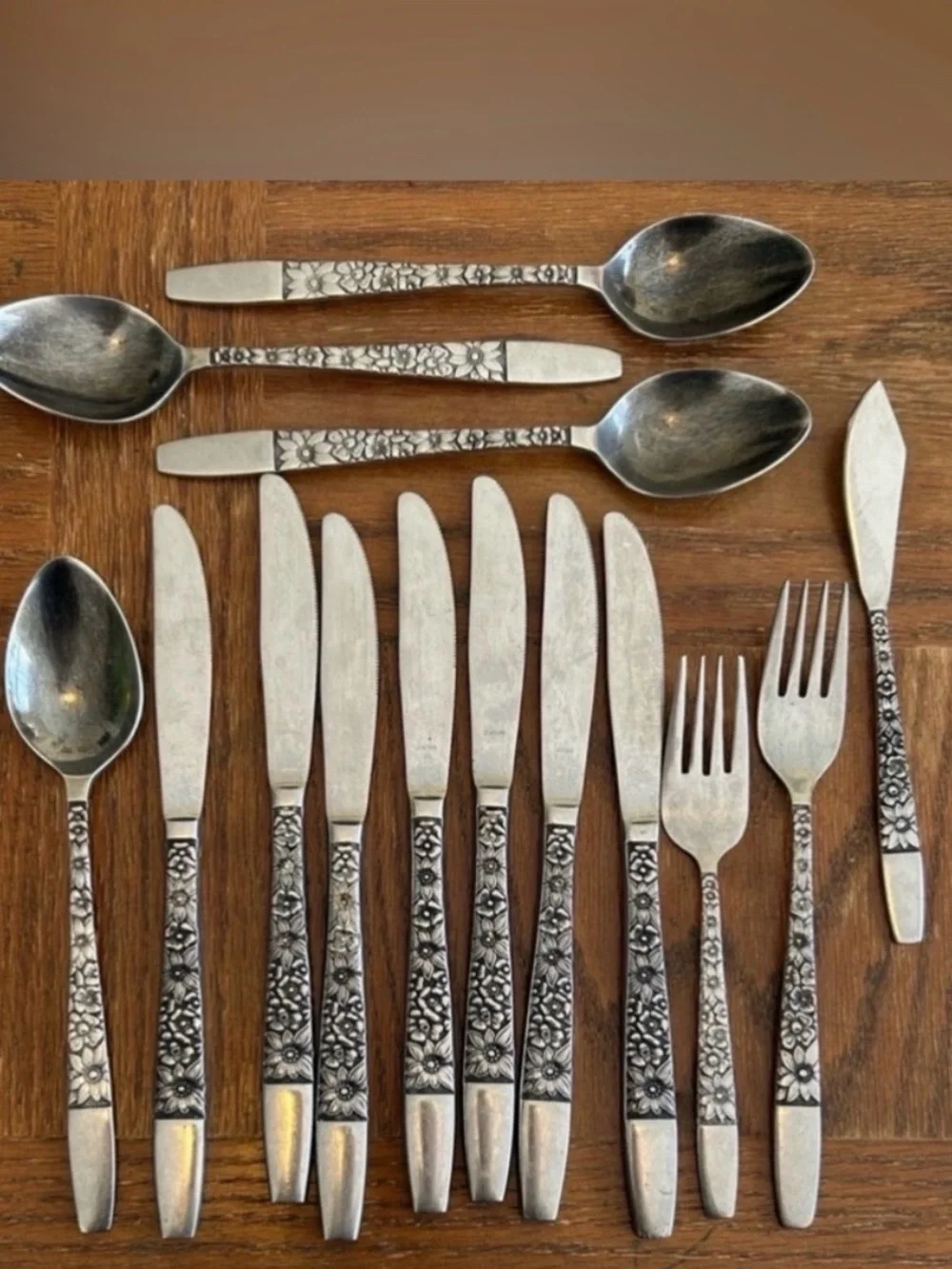 Hanford Forge SPRING LAKE Floral Stainless Japan flatware cutlery x14 pieces